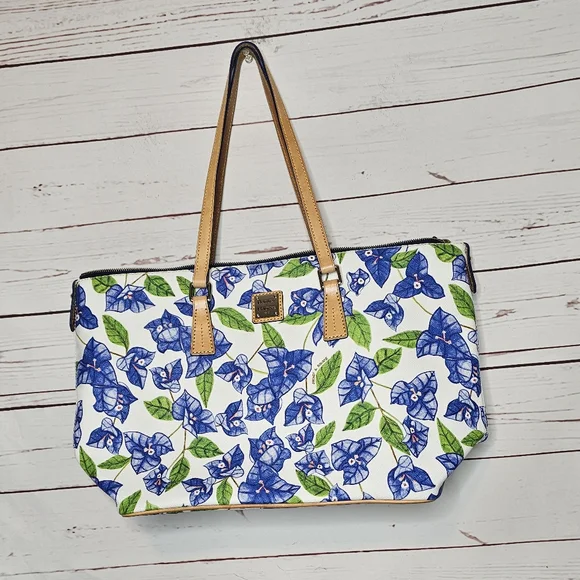 Dooney & Bourke Blue Bougainvillea Floral Handbag - Picture 15 of 15